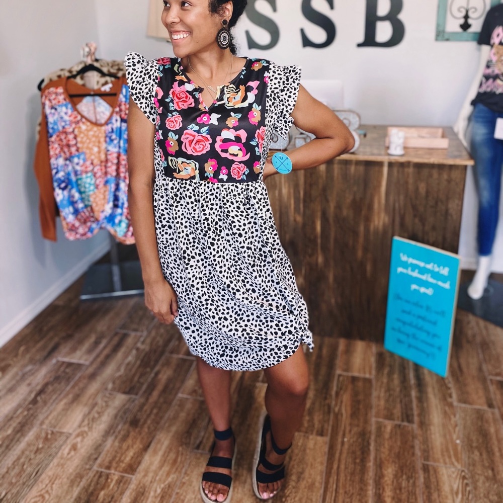 Cheetah Floral Print Dress